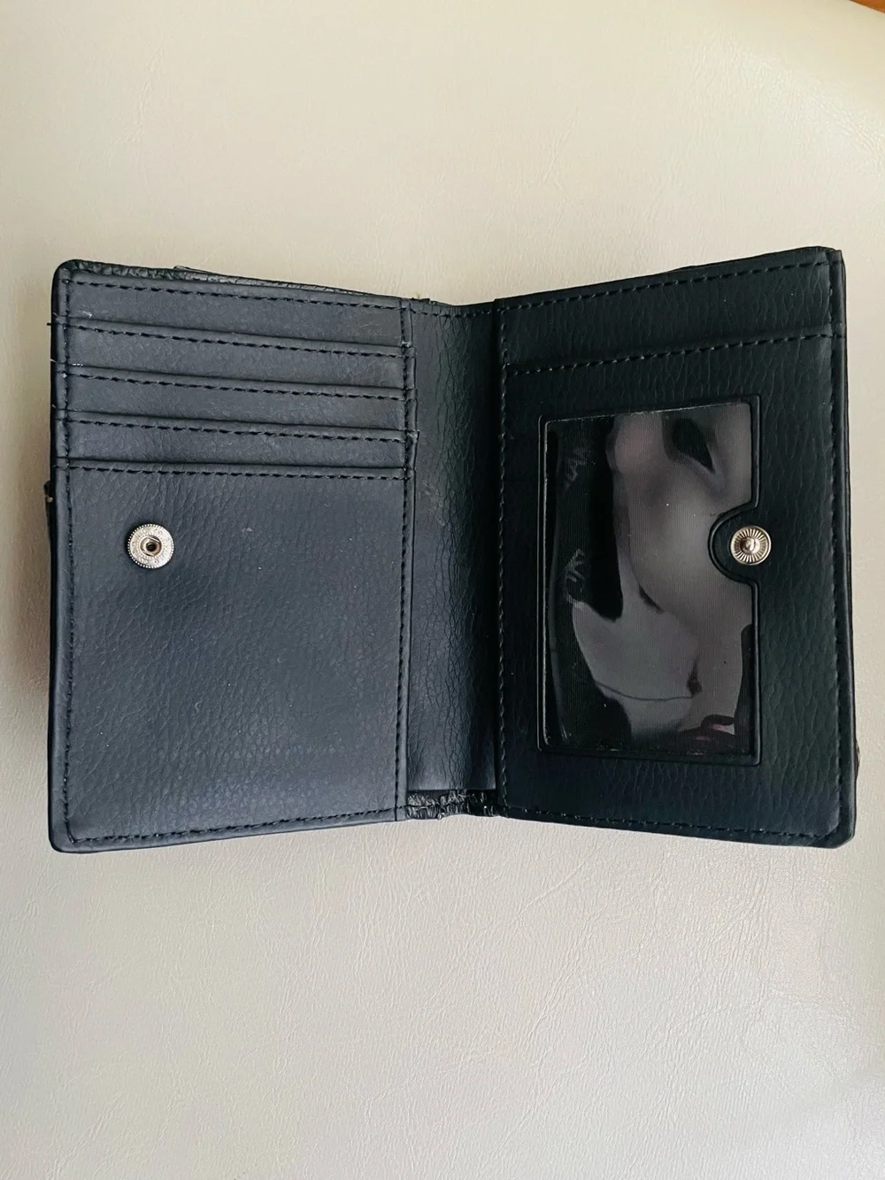 Gianni Bini Black Leather Wristlet Phone Pouch with Strap